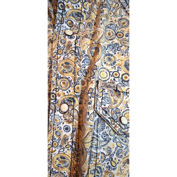 Rafter C Paisley Pearl Snap Mens Western Cowboy Collection Shirt Size M - Picture 2 of 9
